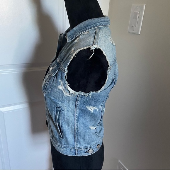 Rag & Bone/Jean Light Blue Cut Off Distressed Denim Vest EUC Size Extra Small - Picture 8 of 12